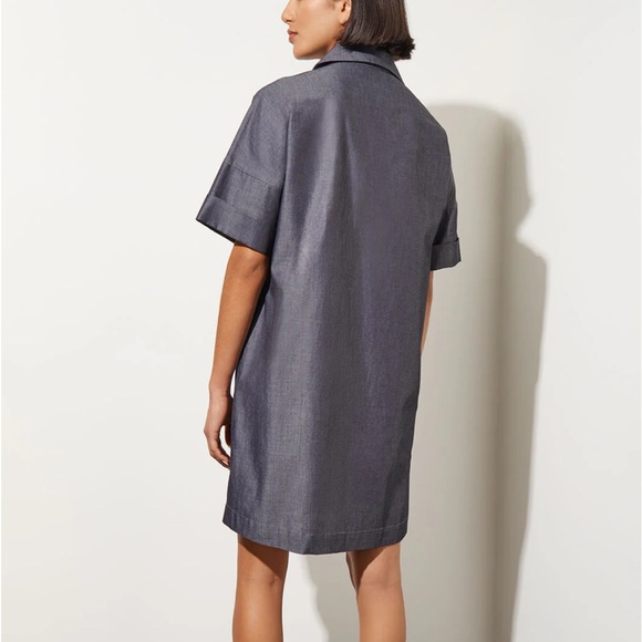 Ming Wang Side Pocket A Line Chambray Shirt Dress NWT - Picture 3 of 9